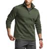 CQR Men’s Thermal Fleece Quarter Zip Sweater, Outdoor Lightweight Long Sleeve Pullover, Casual Mock Neck Polo Sweaters(Valley Olive)