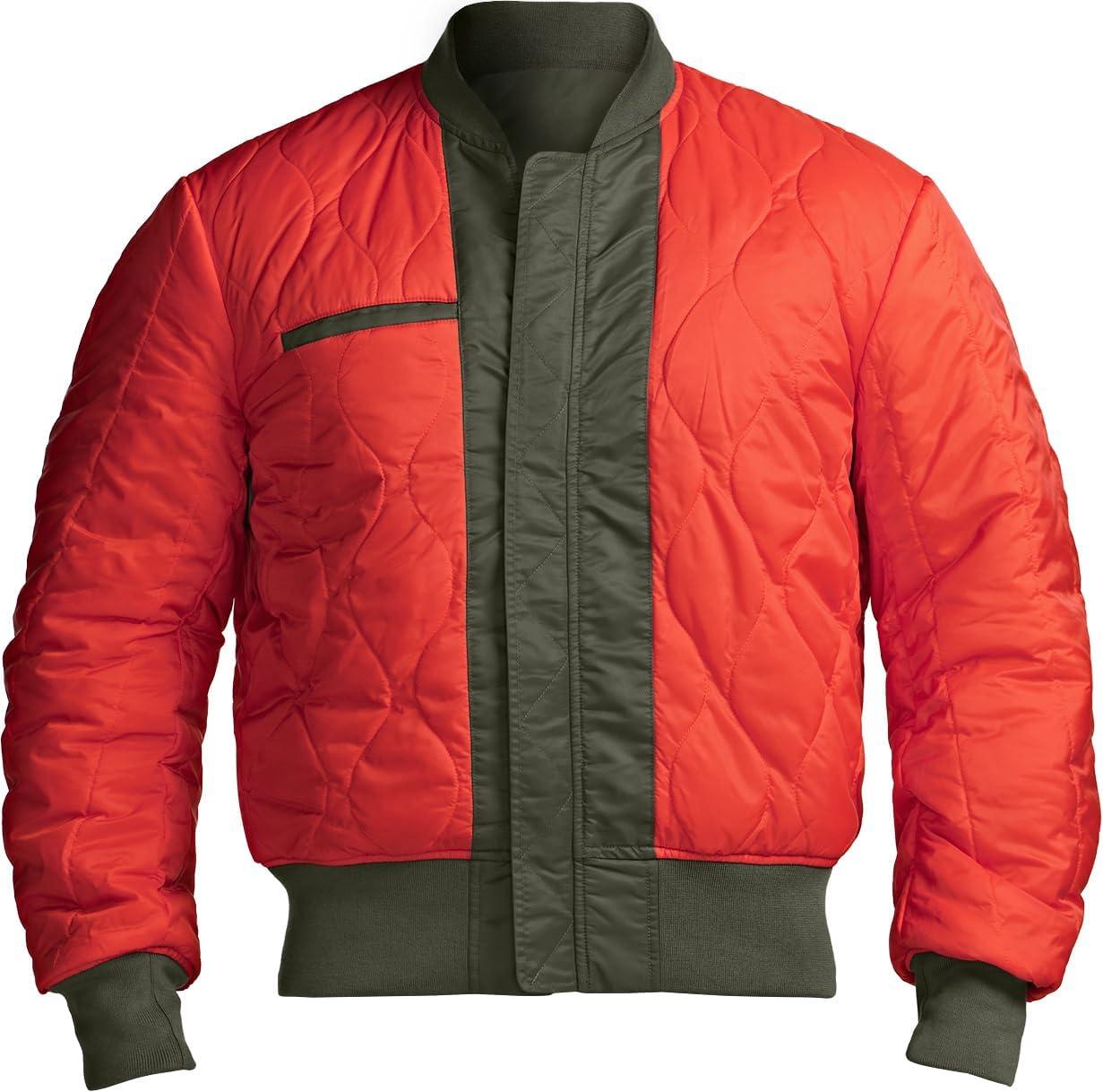 imageCQR Mens Casual Bomber Jacket Outdoor FallWinter ZipUp Windbreaker Water Resistant Padded MA1 Flight Jacket with PocketNavigator Army Green