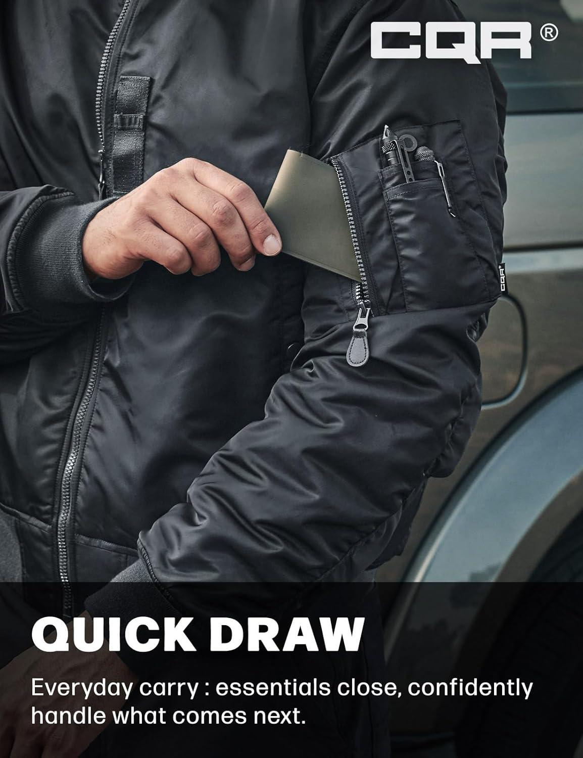 imageCQR Mens Casual Bomber Jacket Outdoor FallWinter ZipUp Windbreaker Water Resistant Padded MA1 Flight Jacket with PocketWatcher Carbon Grey