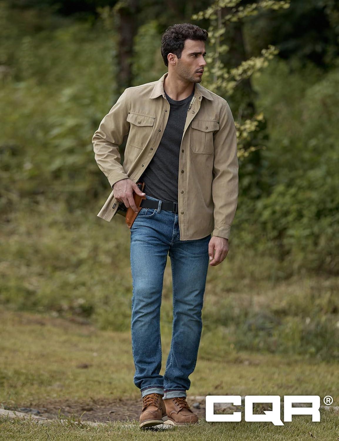 imageCQR Mens Flannel Lined Shirt Jackets Long Sleeved Rugged Plaid Cotton Brushed Suede Shirt JacketFlannel Lined Affogato