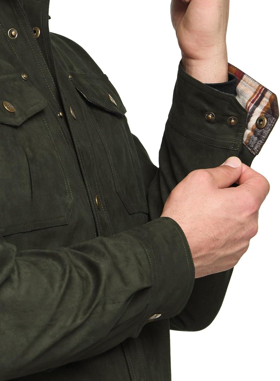 imageCQR Mens Flannel Lined Shirt Jackets Long Sleeved Rugged Plaid Cotton Brushed Suede Shirt JacketFlannel Lined Folk Tale