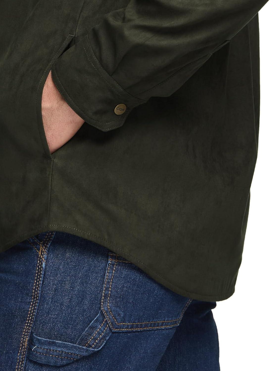 imageCQR Mens Flannel Lined Shirt Jackets Long Sleeved Rugged Plaid Cotton Brushed Suede Shirt JacketFlannel Lined Hickory Green