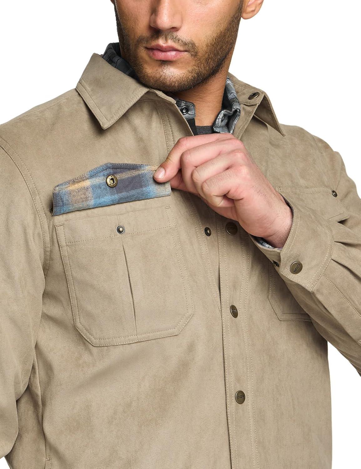 imageCQR Mens Flannel Lined Shirt Jackets Long Sleeved Rugged Plaid Cotton Brushed Suede Shirt JacketFlannel Lined Seashore