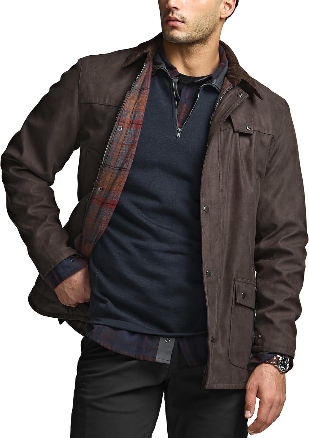 imageCQR Mens Flannel Lined Shirt Jackets Long Sleeved Rugged Plaid Cotton Brushed Suede Shirt JacketHuntsman Harvest