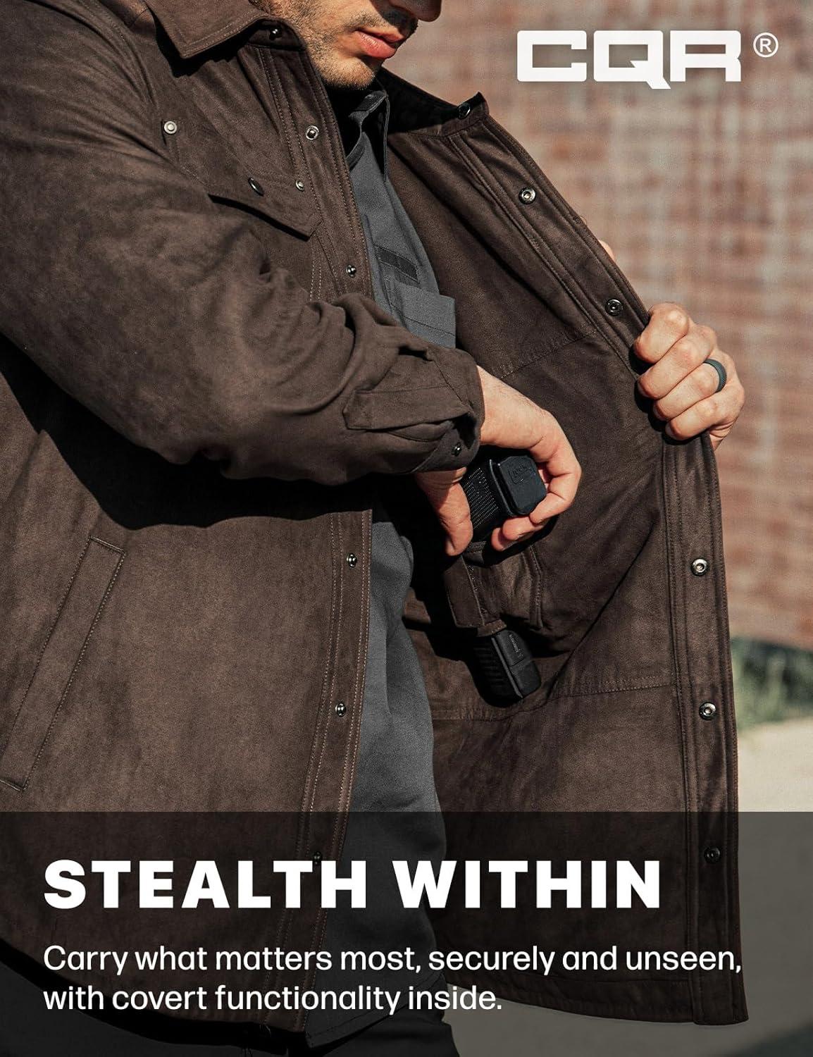 imageCQR Mens Flannel Lined Shirt Jackets Long Sleeved Rugged Plaid Cotton Brushed Suede Shirt JacketStealth Woods Night