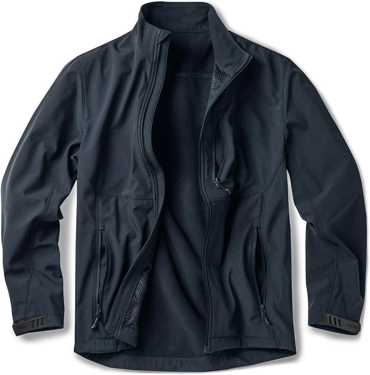 imageCQR Mens Water Resistant Tactical Softshell Jacket Fleece Lined High Neck Full Zip Wind Rain Hiking Hunting Winter OutdoorUrban Stealth Operator Navy