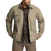 CQR Men’s Flannel Lined Shirt Jackets, Long Sleeved Rugged Plaid Cotton Brushed Suede Shirt Jacket(Stealth Dune Khaki & Amazon Grey)