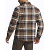 CQR Men’s Sherpa Lined Cotton Flannel Shirt Jacket, Long Sleeve Warm Winter Outdoor Plaid Button Up Jacket Coat with Pockets(Stealth Aged Barrel)