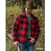 CQR Men’s Sherpa Lined Cotton Flannel Shirt Jacket, Long Sleeve Warm Winter Outdoor Plaid Button Up Jacket Coat with Pockets(Wool Jk Buffalo Red Plaid)