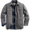CQR Men’s Flannel Lined Shirt Jackets, Long Sleeved Rugged Plaid Cotton Brushed Suede Shirt Jacket(Flannel Lined New Shark Grey)