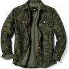 CQR Men’s Flannel Lined Shirt Jackets, Long Sleeved Rugged Plaid Cotton Brushed Suede Shirt Jacket(Flannel Print Lined Camo Olive)
