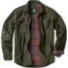 CQR Men’s Flannel Lined Shirt Jackets, Long Sleeved Rugged Plaid Cotton Brushed Suede Shirt Jacket(Stealth Harvest)