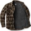 CQR Men’s Sherpa Lined Cotton Flannel Shirt Jacket, Long Sleeve Warm Winter Outdoor Plaid Button Up Jacket Coat with Pockets(Stealth Hickory Green)
