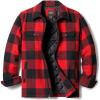 CQR Men’s Sherpa Lined Cotton Flannel Shirt Jacket, Long Sleeve Warm Winter Outdoor Plaid Button Up Jacket Coat with Pockets(Wool Jk Buffalo Red Plaid)