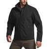 CQR Men’s Water Resistant Tactical Softshell Jacket, Fleece Lined High Neck Full Zip, Wind Rain Hiking Hunting Winter Outdoor(Urban Stealth Black)