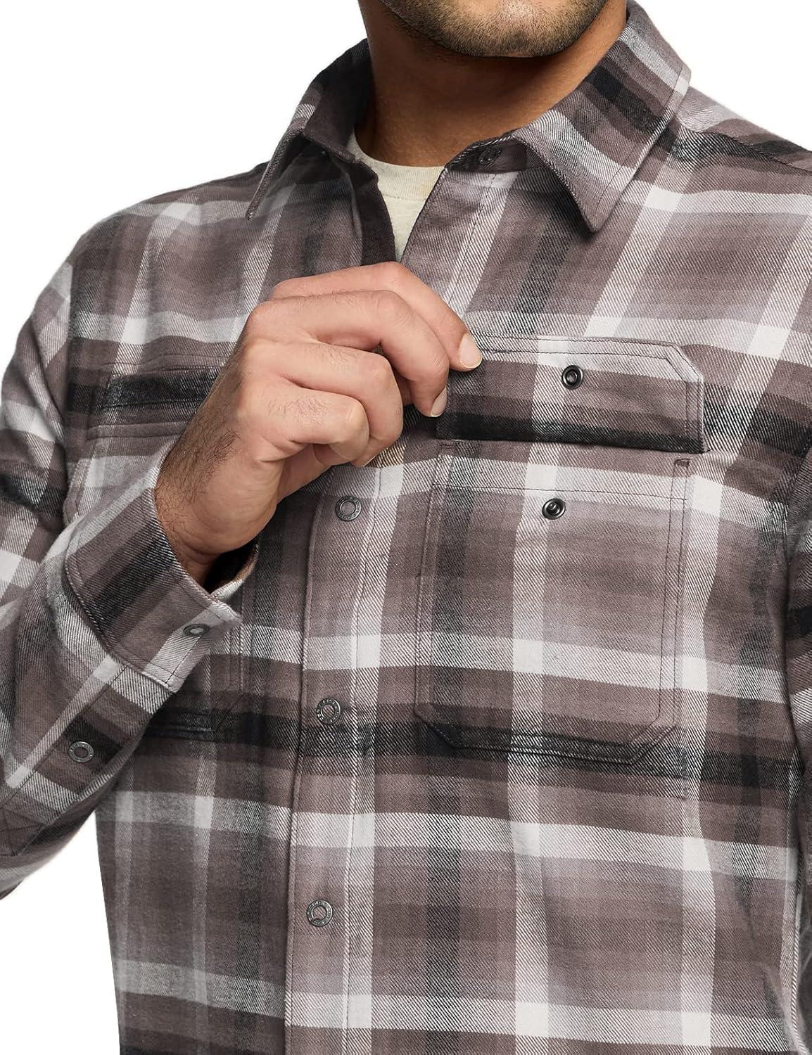 imageCQR Mens 100 Cotton Plaid Flannel Shirt Long Sleeve Shirt Jackets Casual Outdoor Jacket with PocketsSlim Fit Vague Brown