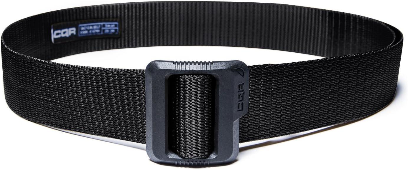 imageCQR Tactical Belt Military Style Heavy Duty Belt Webbing EDC QuickRelease BuckleFlex Poly Black
