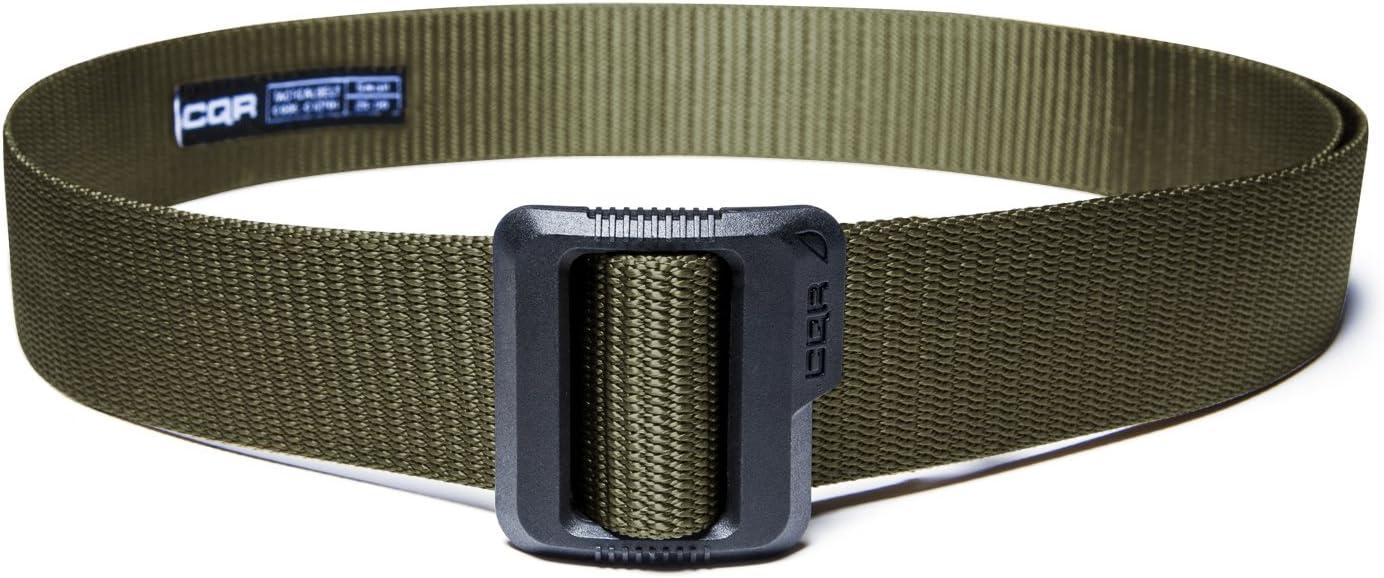 imageCQR Tactical Belt Military Style Heavy Duty Belt Webbing EDC QuickRelease BuckleFlex Poly Green