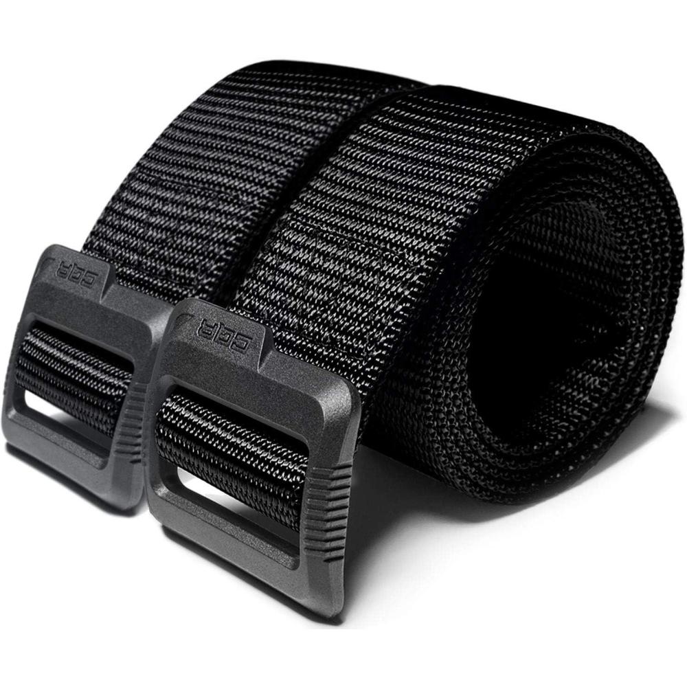 imageCQR Tactical Belt Military Style Heavy Duty Belt Webbing EDC QuickRelease Buckle2pack Flex Poly Black Black