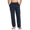 CQR Men’s 100% Cotton Plaid Flannel Pajama Set, Brushed Soft Lounge & Sleep PJ Top & Bottom with Pockets(Top & Bottom Set Navy Blue Plaid)