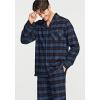 CQR Men’s 100% Cotton Plaid Flannel Pajama Set, Brushed Soft Lounge & Sleep PJ Top & Bottom with Pockets(Top & Bottom Set Navy Blue Plaid)