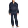 CQR Men’s 100% Cotton Plaid Flannel Pajama Set, Brushed Soft Lounge & Sleep PJ Top & Bottom with Pockets(Top & Bottom Set Navy Blue Plaid)