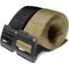 CQR Tactical Belt, Military Style Heavy Duty Belt, Webbing EDC Quick-Release Buckle(2pack Flex Poly Black/ Khaki)