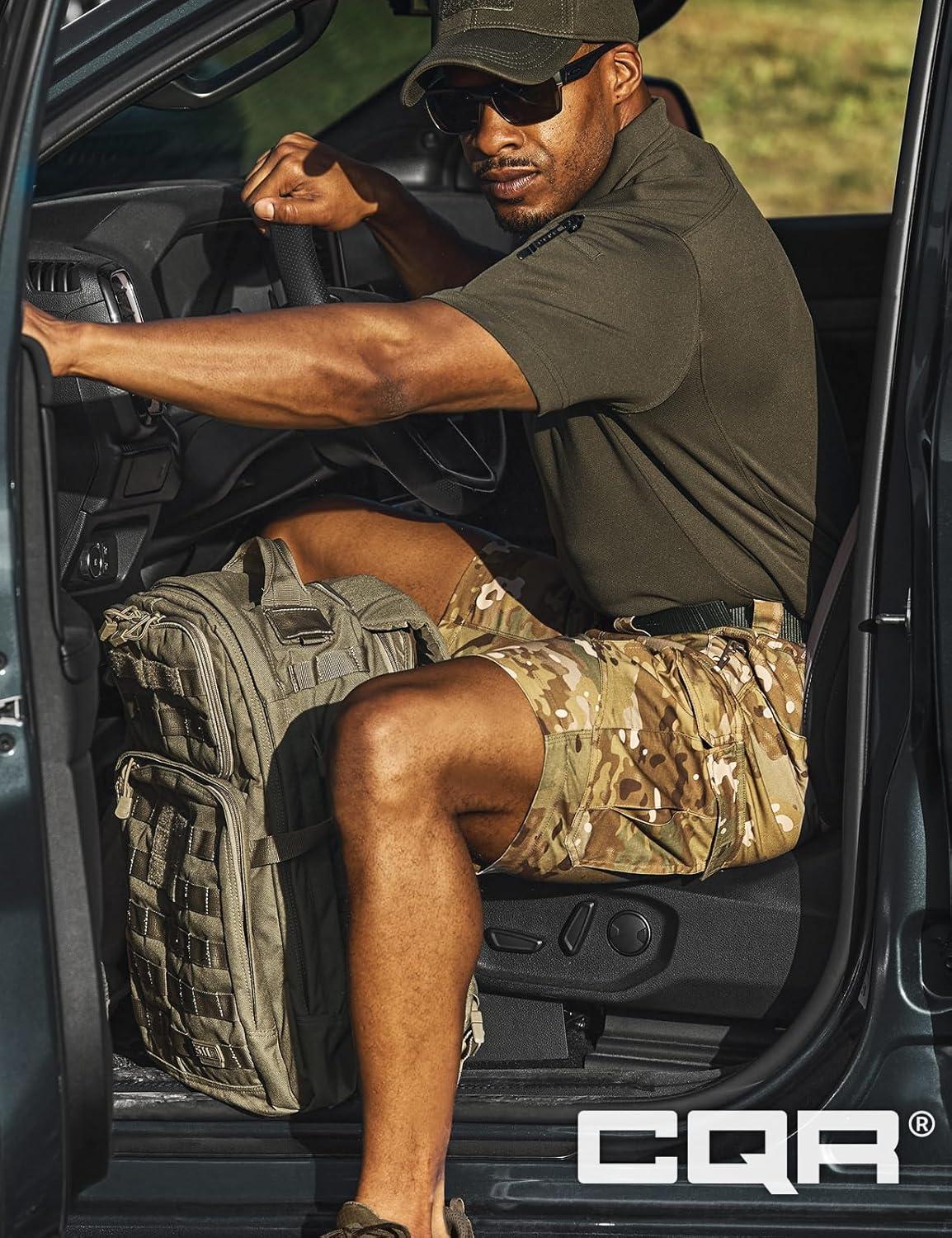 imageCQR Mens Flex Casual Cargo Shorts Lightweight Water Resistant Golf Shorts Stretch Tactical Work Shorts with MultiPocketTac Utility Camo