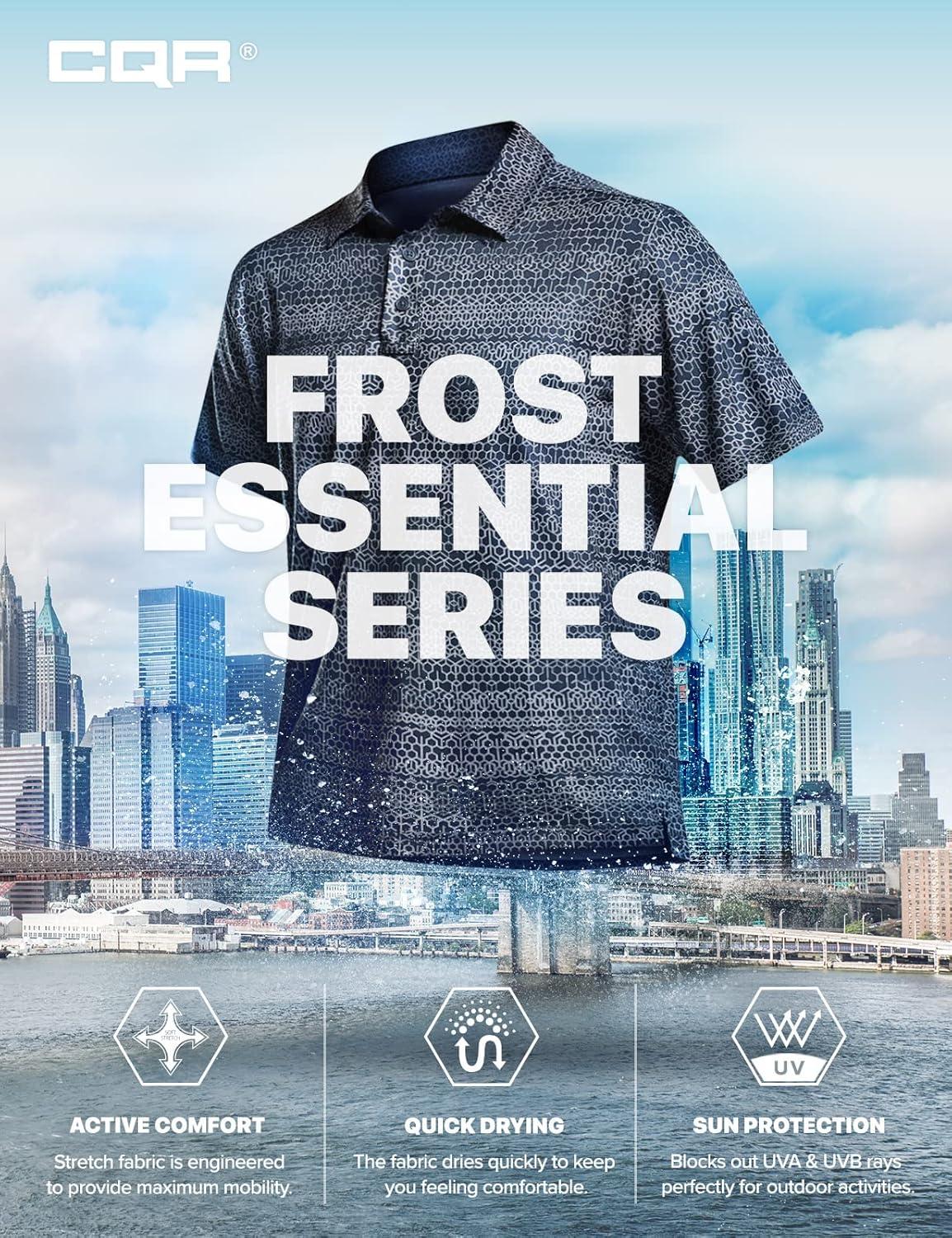 imageCQR Mens Polo Shirts Tactical Short Sleeve Golf Performance Shirts Lightweight Dry Fit UPF 50 PiqueFrost Essential Scale Charcoal