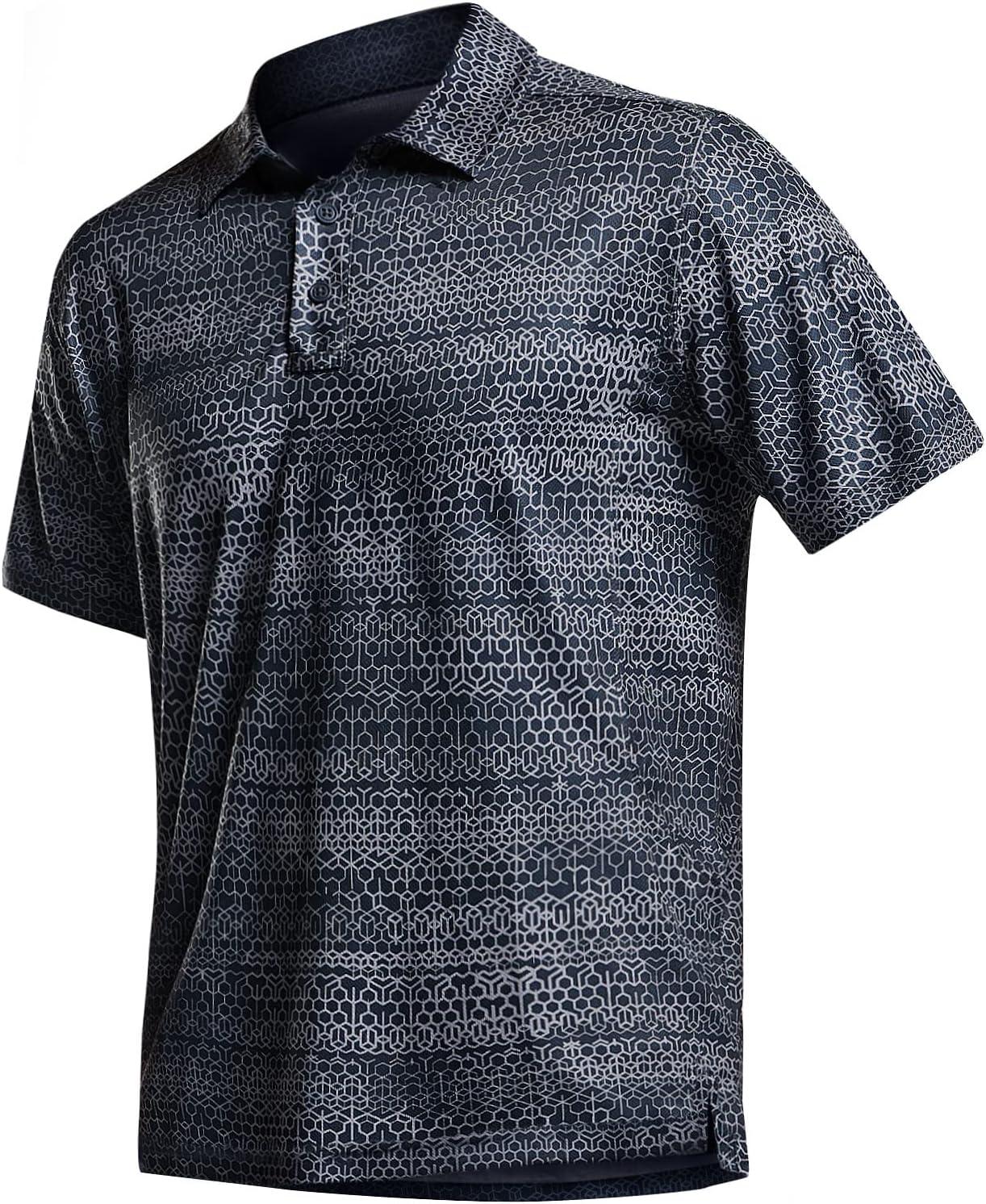 imageCQR Mens Polo Shirts Tactical Short Sleeve Golf Performance Shirts Lightweight Dry Fit UPF 50 PiqueFrost Essential Scale Charcoal