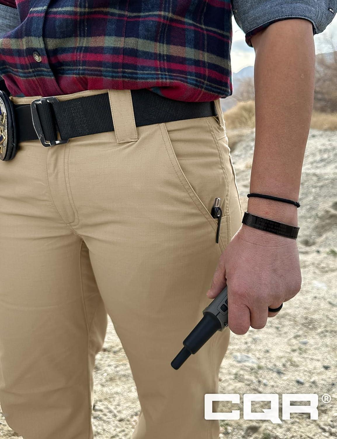 imageCQR Womens Flex Stretch Tactical Pants Outdoor Hiking Pants with Pockets Water Resistant Ripstop Work PantsKhaki