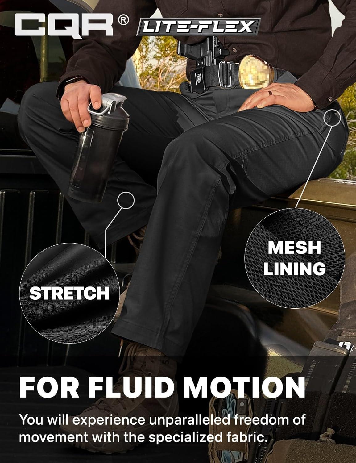 imageCQR Womens Flex Stretch Tactical Pants Outdoor Hiking Pants with Pockets Water Resistant Ripstop Work PantsSub Rosa Black