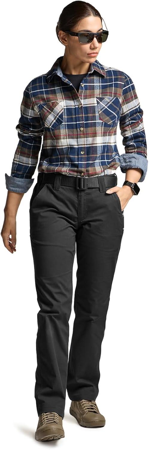 imageCQR Womens Flex Stretch Tactical Pants Outdoor Hiking Pants with Pockets Water Resistant Ripstop Work PantsSub Rosa Black