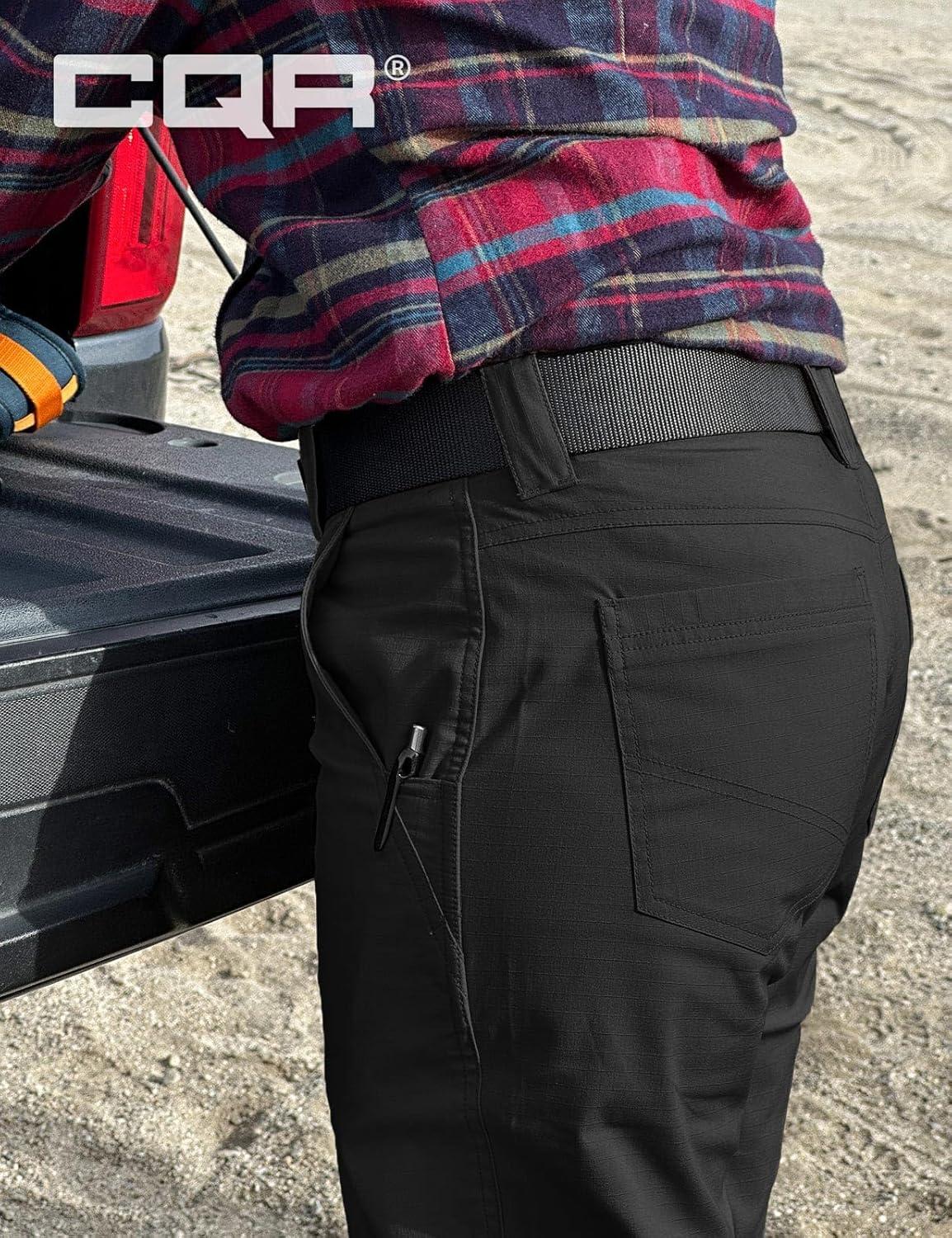 imageCQR Womens Flex Stretch Tactical Pants Outdoor Hiking Pants with Pockets Water Resistant Ripstop Work PantsSub Rosa Black