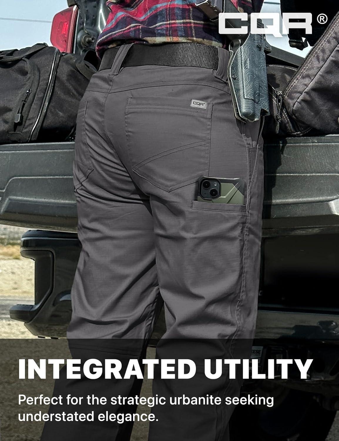 imageCQR Womens Flex Stretch Tactical Pants Outdoor Hiking Pants with Pockets Water Resistant Ripstop Work PantsSub Rosa Charcoal