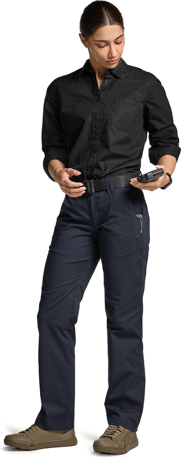imageCQR Womens Flex Stretch Tactical Pants Outdoor Hiking Pants with Pockets Water Resistant Ripstop Work PantsSub Rosa Operator Navy