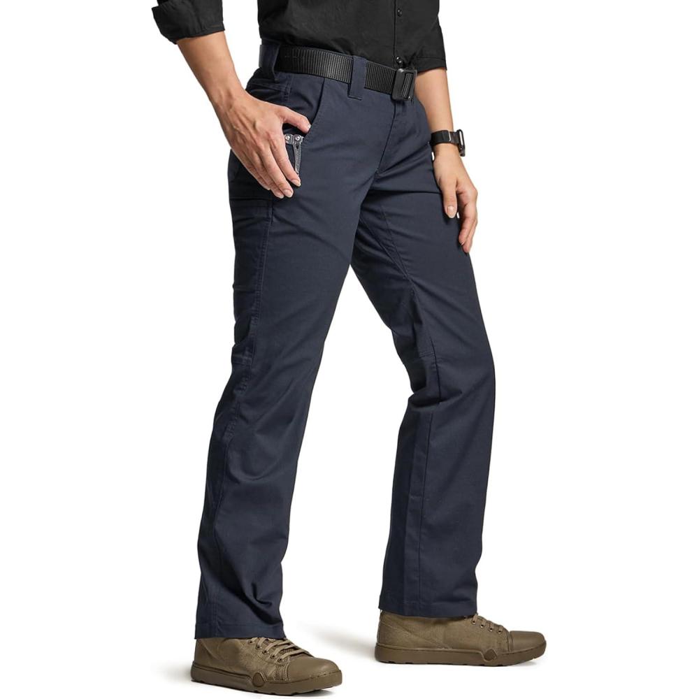 imageCQR Womens Flex Stretch Tactical Pants Outdoor Hiking Pants with Pockets Water Resistant Ripstop Work PantsSub Rosa Operator Navy
