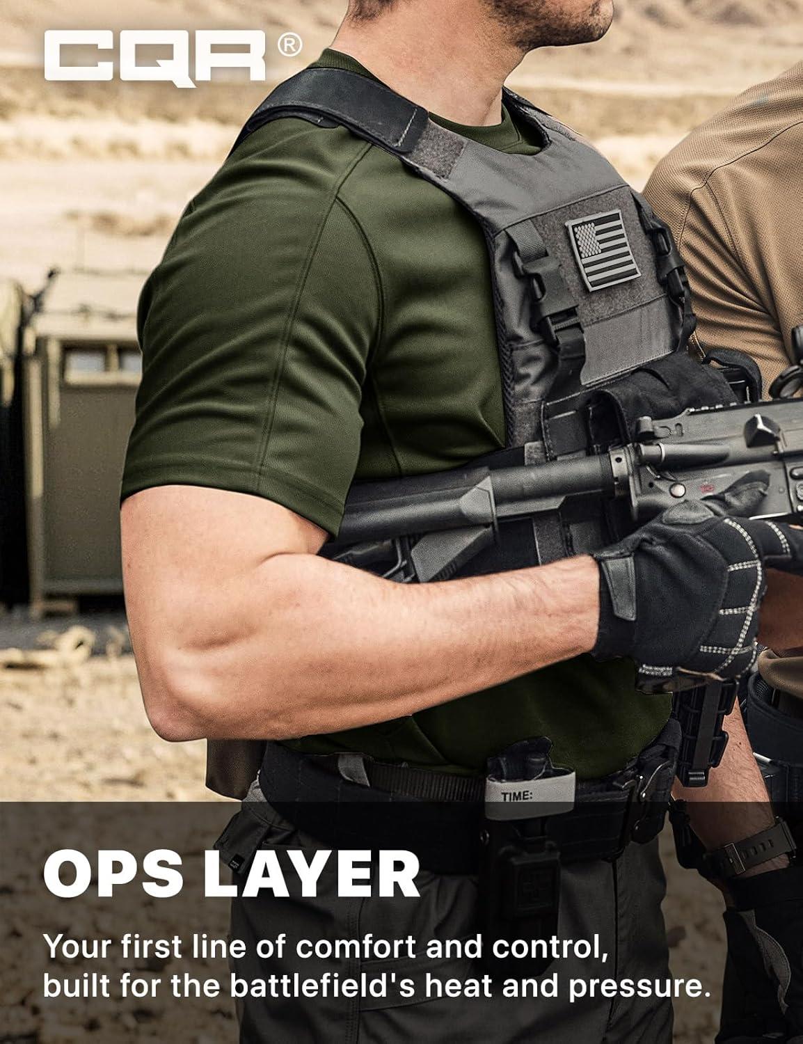 imageCQR Mens Short Sleeve Military Tactical TShirt Athletic Gym Training Army Shirts Outdoor Hiking Workout ShirtFrost Pro Crewneck Army Green