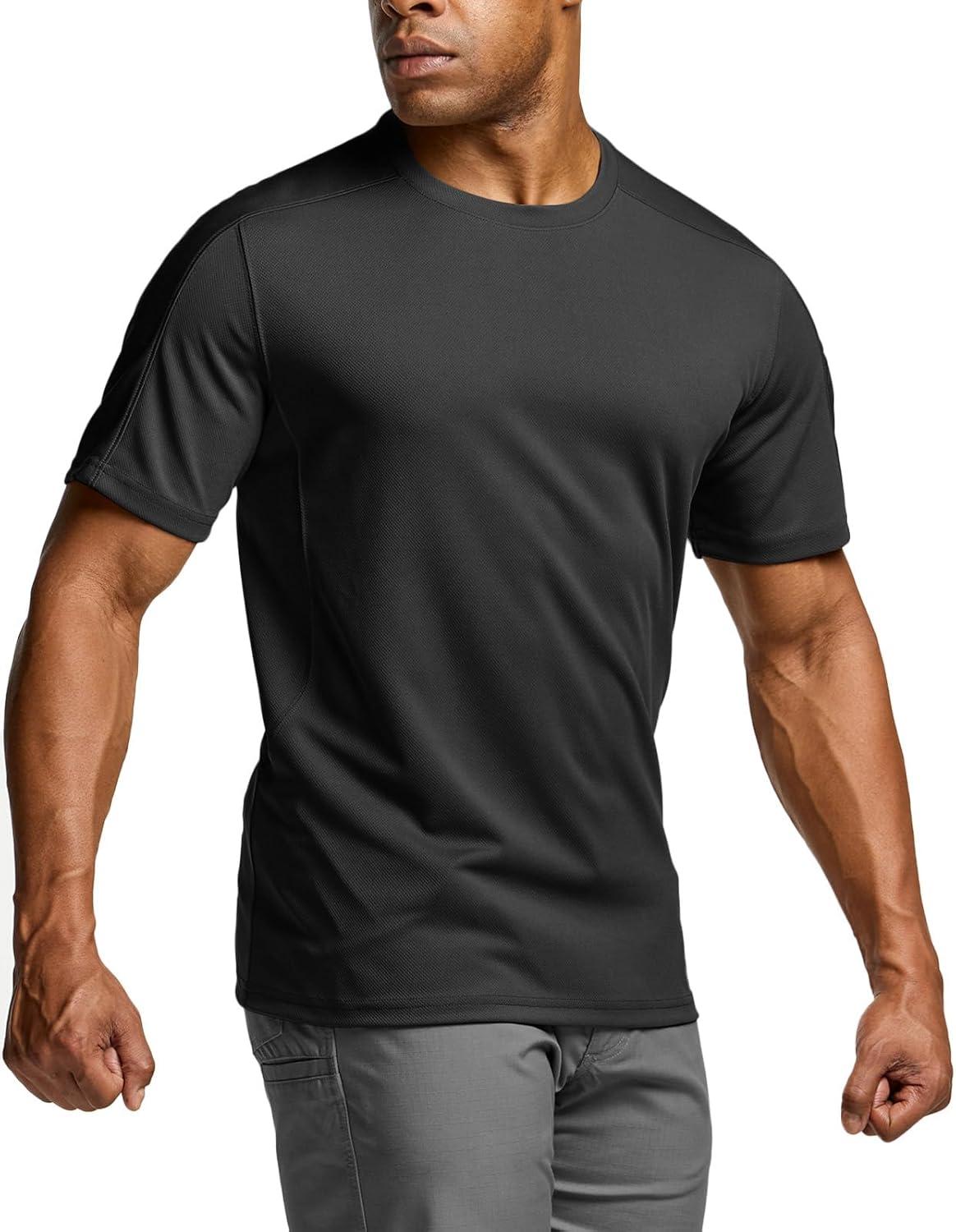 imageCQR Mens Short Sleeve Military Tactical TShirt Athletic Gym Training Army Shirts Outdoor Hiking Workout ShirtFrost Pro Crewneck Black