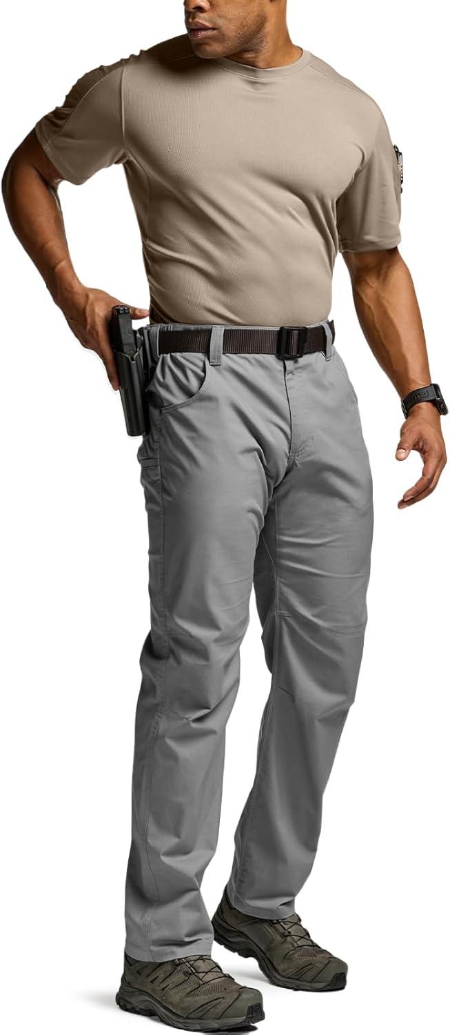 imageCQR Mens Short Sleeve Military Tactical TShirt Athletic Gym Training Army Shirts Outdoor Hiking Workout ShirtFrost Pro Crewneck Khaki