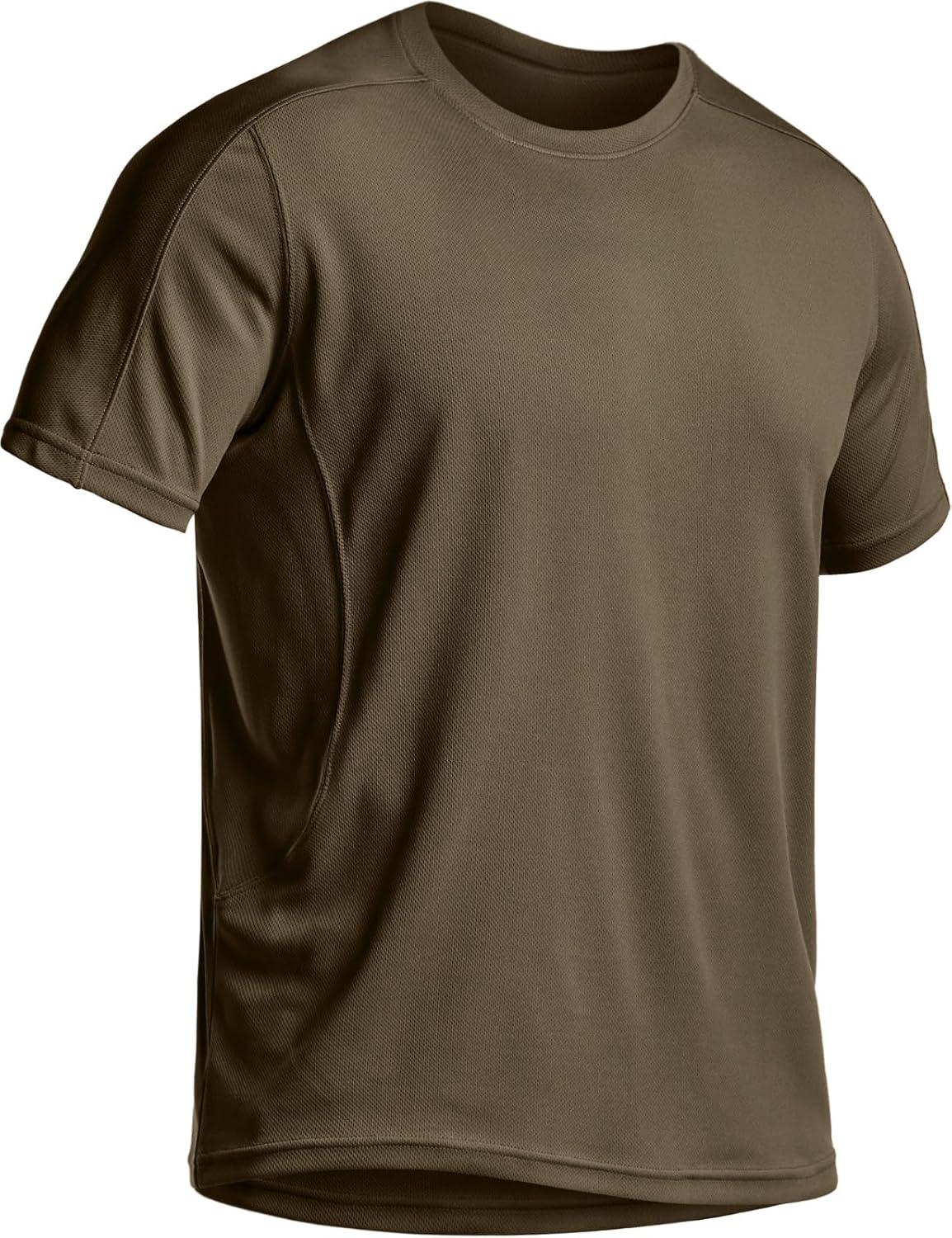 imageCQR Mens Short Sleeve Military Tactical TShirt Athletic Gym Training Army Shirts Outdoor Hiking Workout ShirtFrost Pro Crewneck Tundra