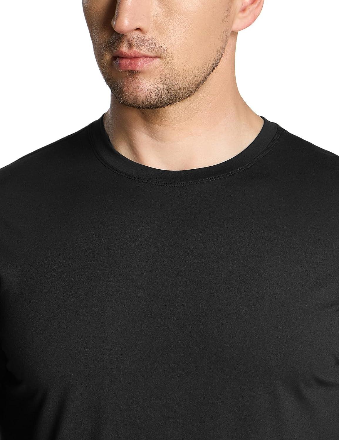 imageCQR Mens UPF 50 Sun Protection Long Sleeve Quick Dry Athletic Shirts Stretch Running Workout Hiking TShirtsBasic Black