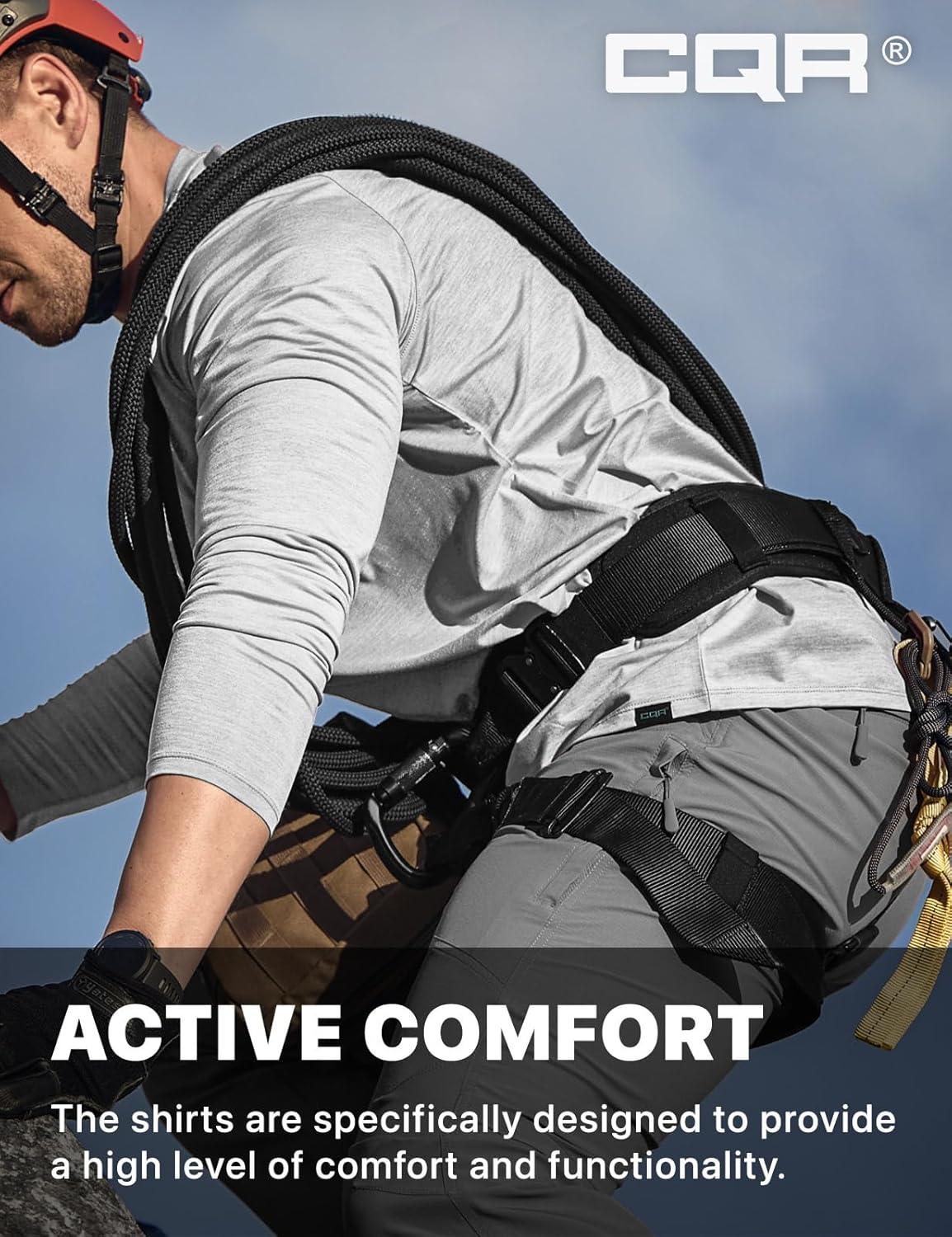 imageCQR Mens UPF 50 Sun Protection Long Sleeve Quick Dry Athletic Shirts Stretch Running Workout Hiking TShirtsBasic Light Grey