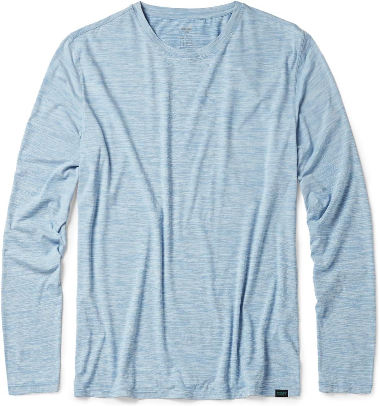 imageCQR Mens UPF 50 Sun Protection Long Sleeve Quick Dry Athletic Shirts Stretch Running Workout Hiking TShirtsBasic Ocean