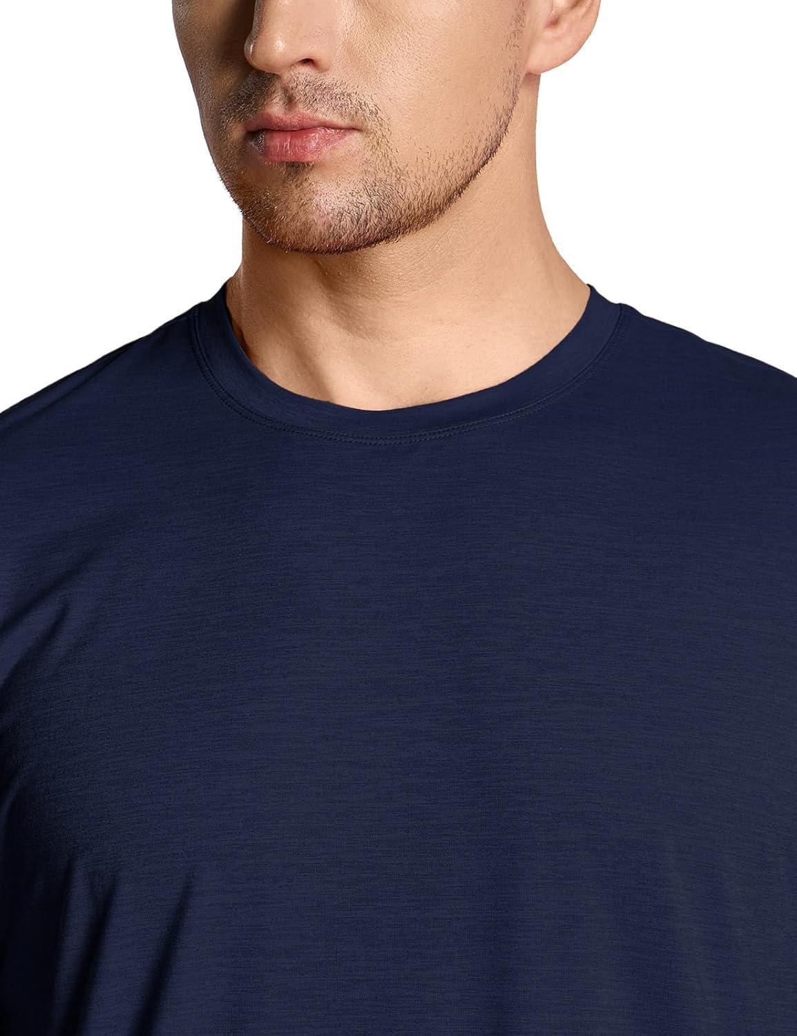 imageCQR Mens UPF 50 Sun Protection Long Sleeve Quick Dry Athletic Shirts Stretch Running Workout Hiking TShirtsBasic Operator Navy