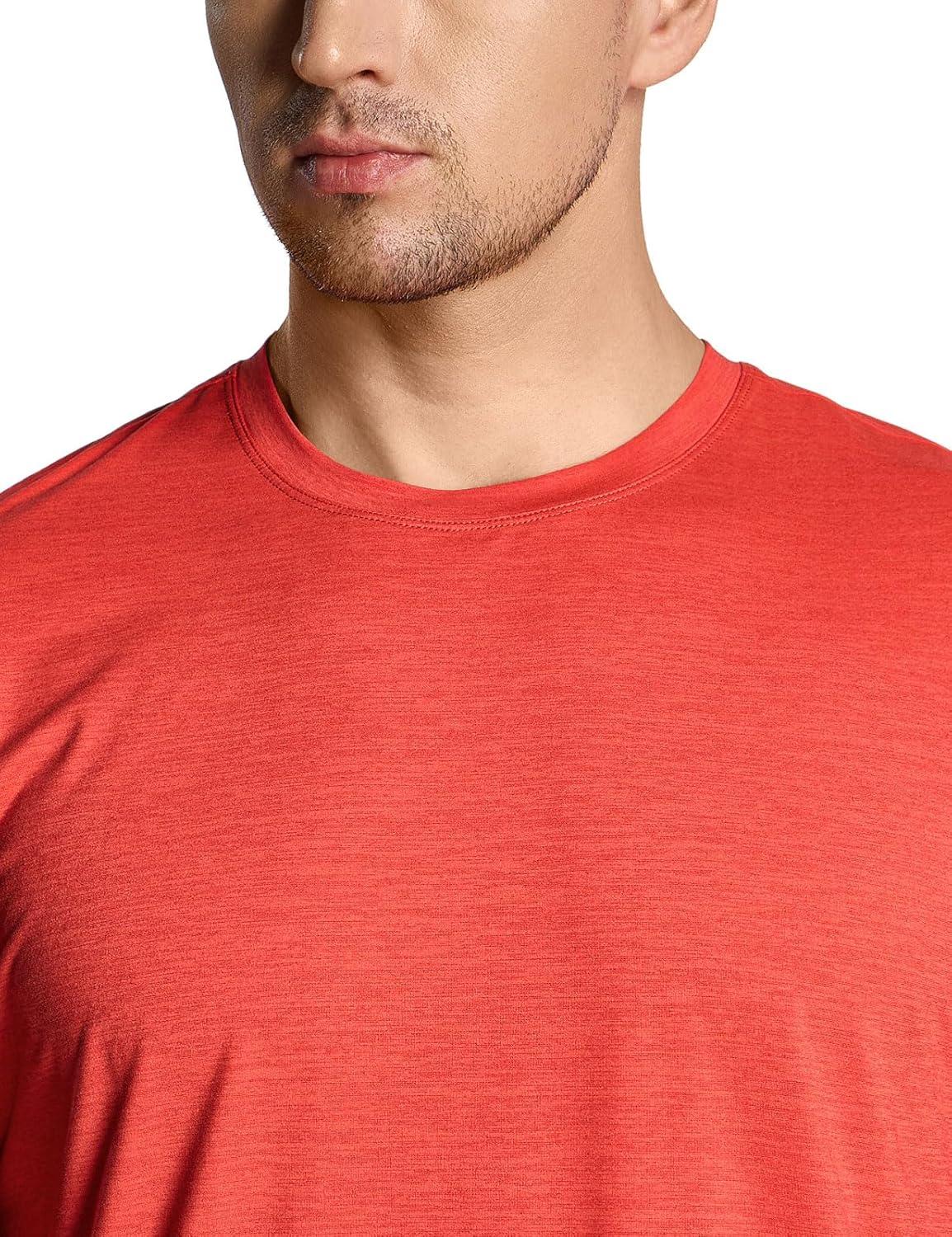 imageCQR Mens UPF 50 Sun Protection Long Sleeve Quick Dry Athletic Shirts Stretch Running Workout Hiking TShirtsBasic Rescue Orange