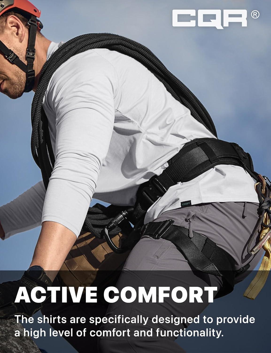 imageCQR Mens UPF 50 Sun Protection Long Sleeve Quick Dry Athletic Shirts Stretch Running Workout Hiking TShirtsBasic White