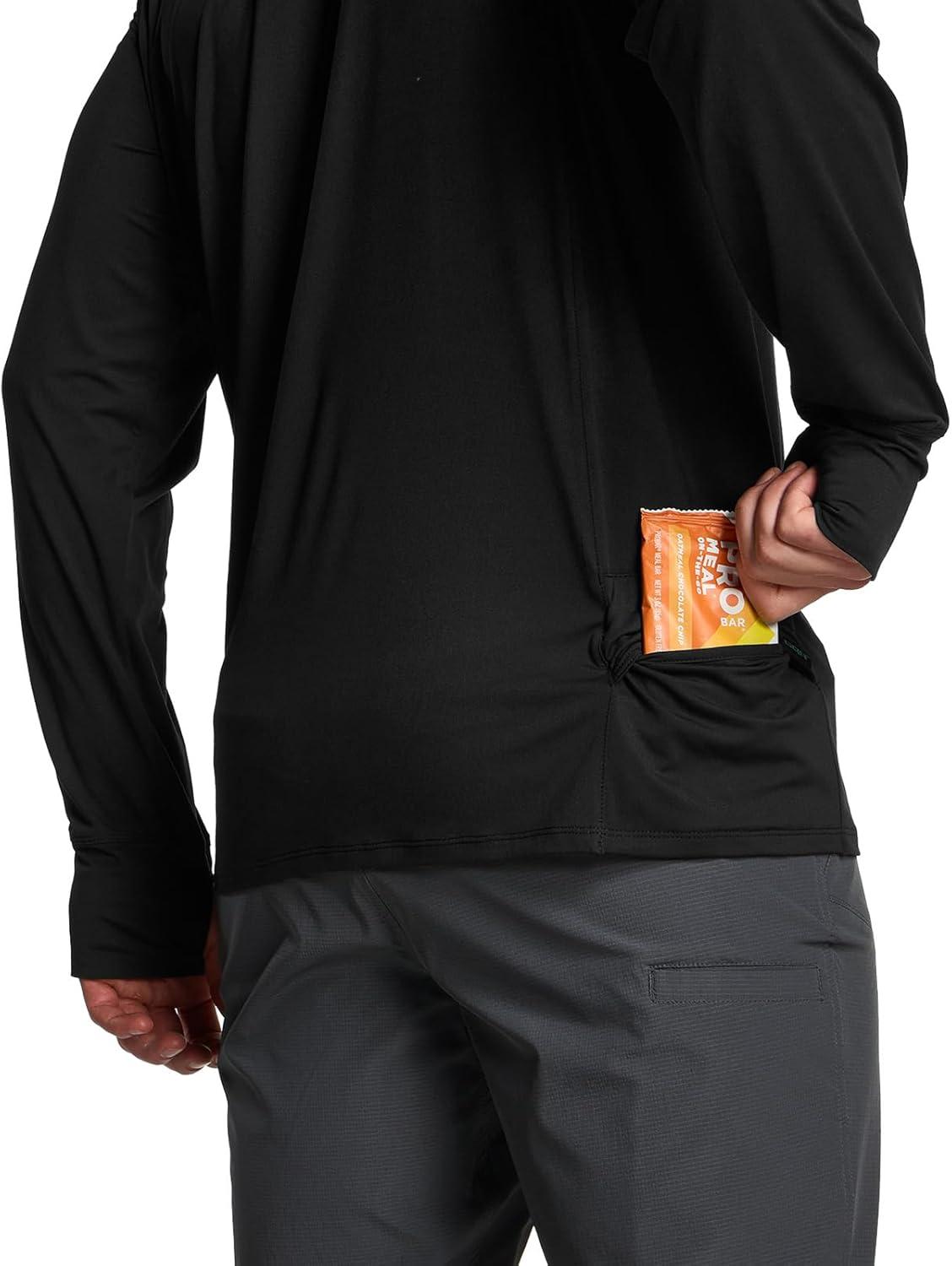 imageCQR Mens UPF 50 Sun Protection Long Sleeve Quick Dry Athletic Shirts Stretch Running Workout Hiking TShirtsProtector Black