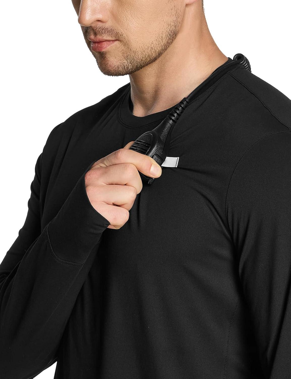imageCQR Mens UPF 50 Sun Protection Long Sleeve Quick Dry Athletic Shirts Stretch Running Workout Hiking TShirtsProtector Black