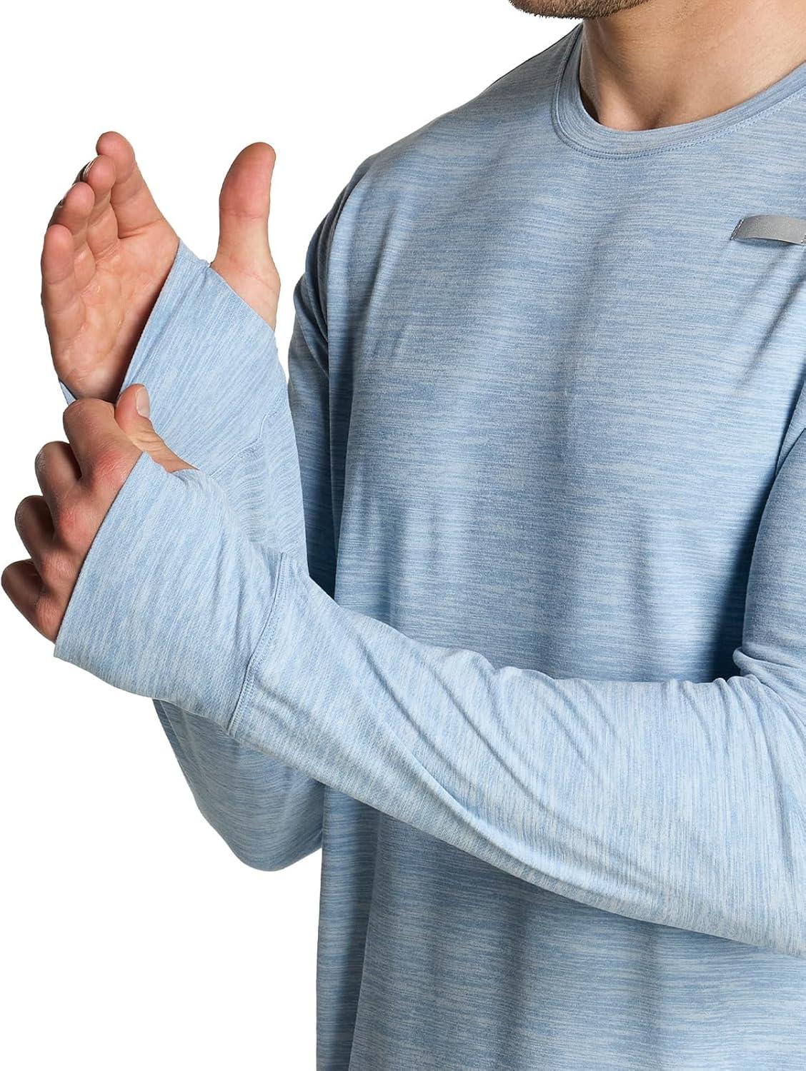 imageCQR Mens UPF 50 Sun Protection Long Sleeve Quick Dry Athletic Shirts Stretch Running Workout Hiking TShirtsProtector Ocean
